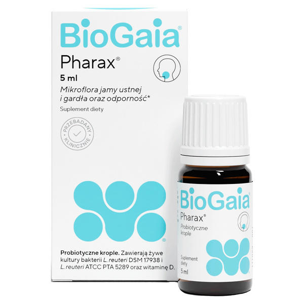 BioGaia Pharax dla Wsparcia Mikroflory Jamy Ustnej i Gardła u Dzieci powyżej 6 Miesiąca Życia i Dorosłych 5ml Best Before 20.11.26