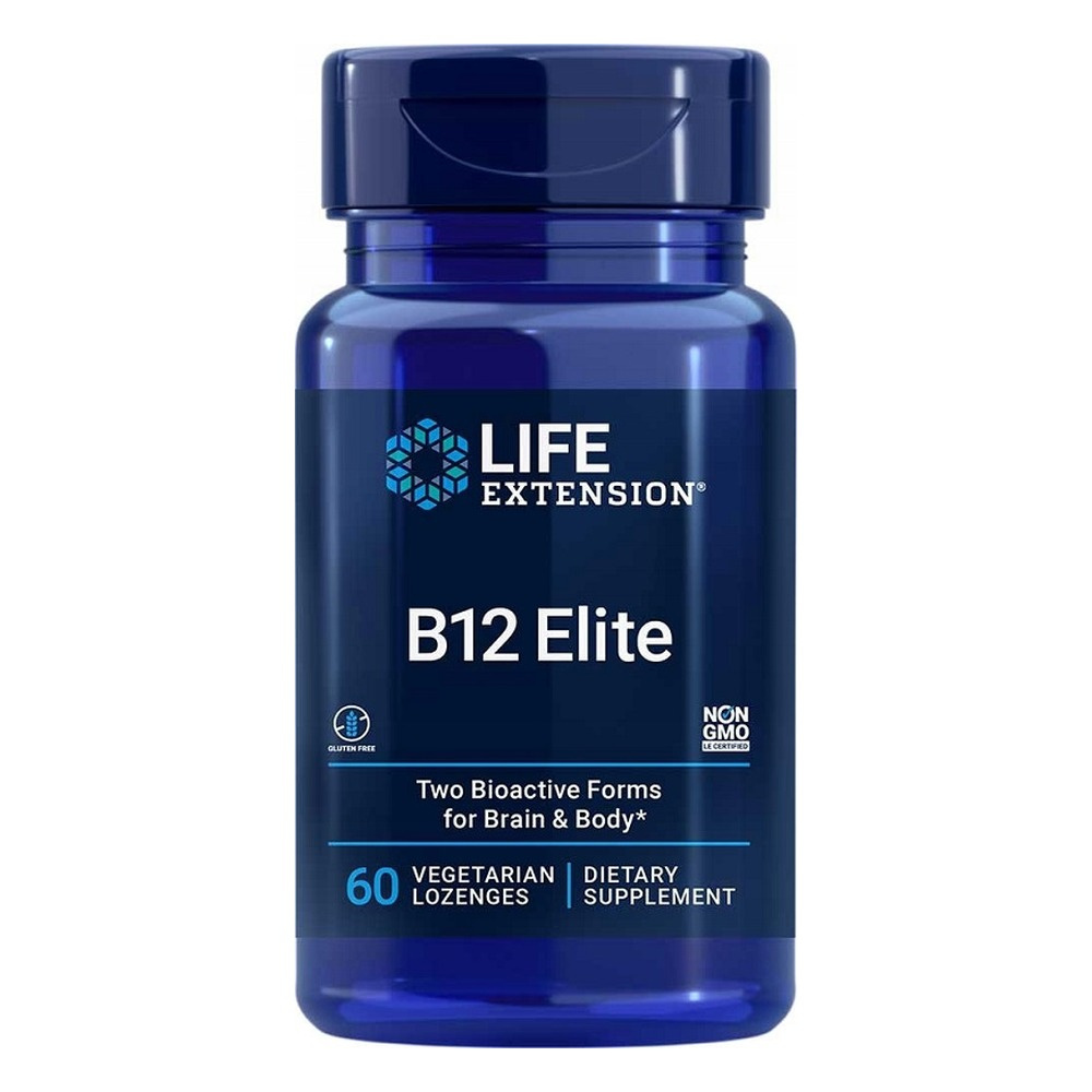 Life Extension B12 Elite Witamina B12 Na Wsparcie Układu Nerwowego 60 Wegetariańskich Pastylek do Ssania
