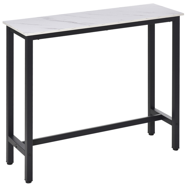 HOMCOM Rectangular Bar Table, Wood Effect Coffee Table for Small Space, Breakfast Dining, Kitchen, Industrial, White & Black