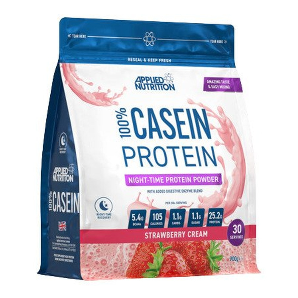 100% Casein Protein, Strawberry Cream - 900g