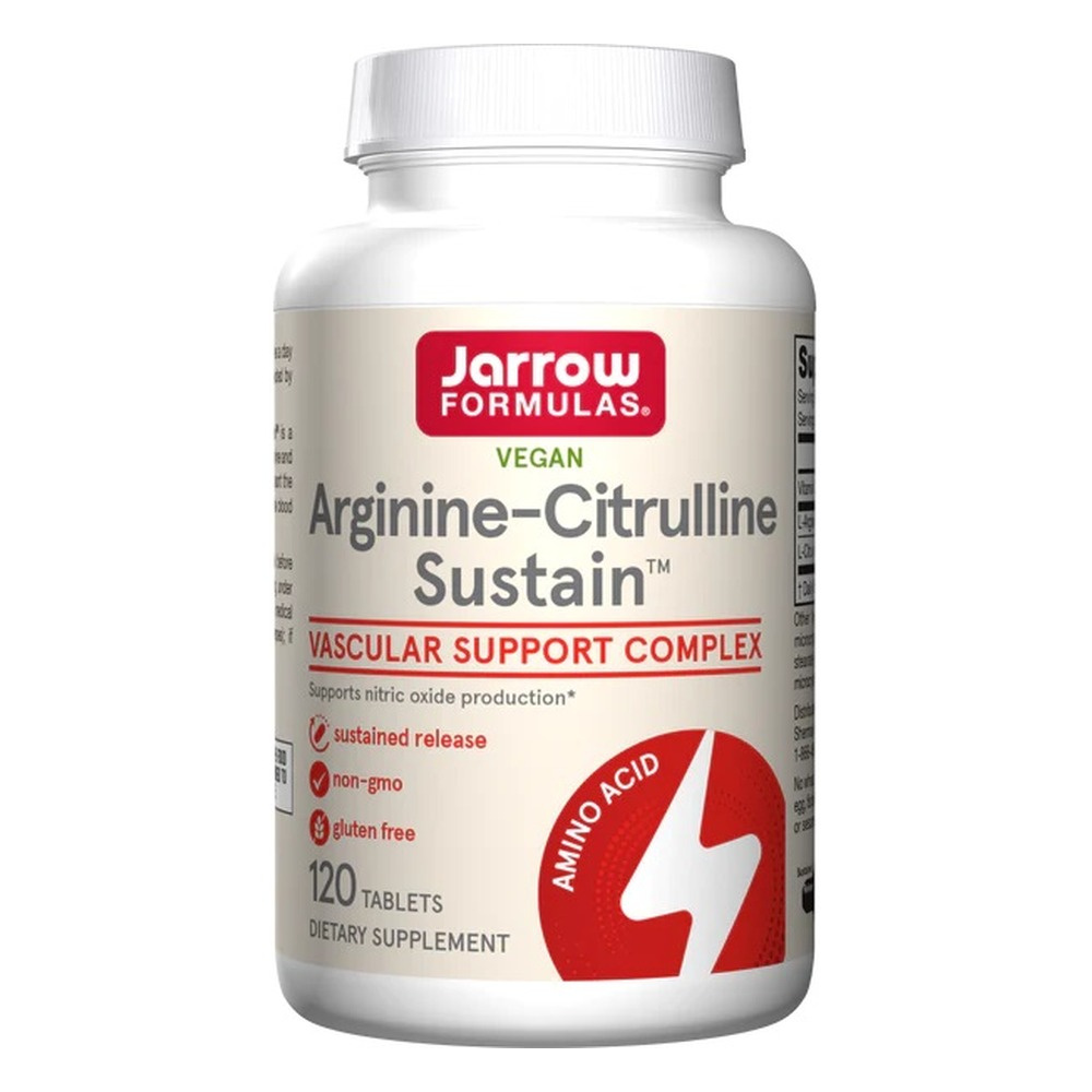 Jarrow Formulas Arginina-Cytrulina Sustain na Produkcję Tlenku Azotu i Zdrowie Sercowo-Naczyniowe 120 Tabletek