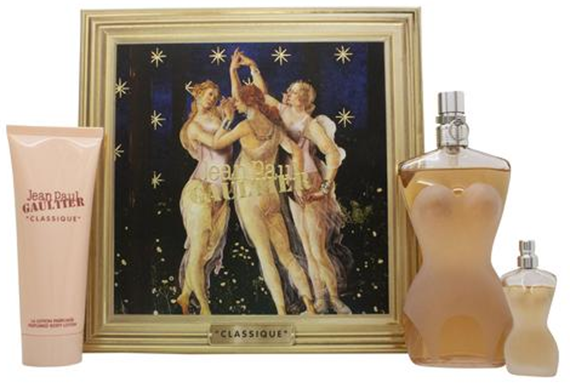 Jean Paul Gaultier Classique Woda Toaletowa 100ml EDT Balsam do Ciała 75ml  Woda Toaletowa 6ml EDT Zestaw dla Kobiet 1 Sztuka