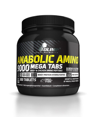 Olimp Anabolic Amino 9000 Mega Tabs Aminokwasy na Masę i Regenerację 300 Tabletek