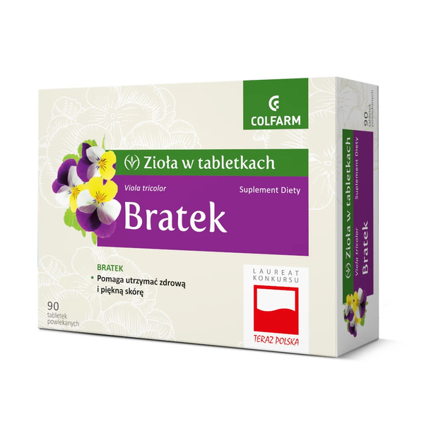 Colfarm Zioła w Tabletkach Bratek Zdrowa Piękna Skóra 90 Tabletek