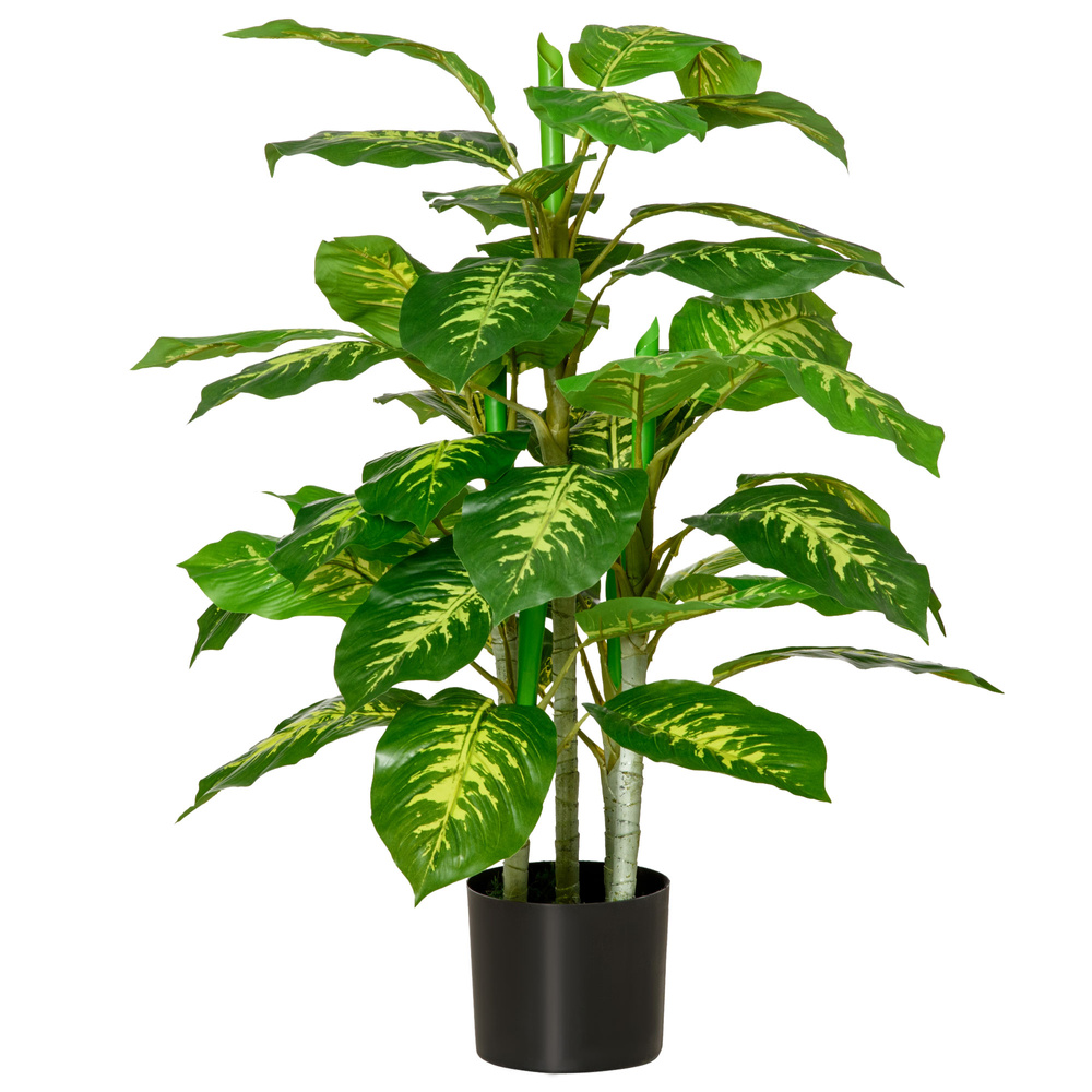 HOMCOM Faux Rose Plants, with Pots
