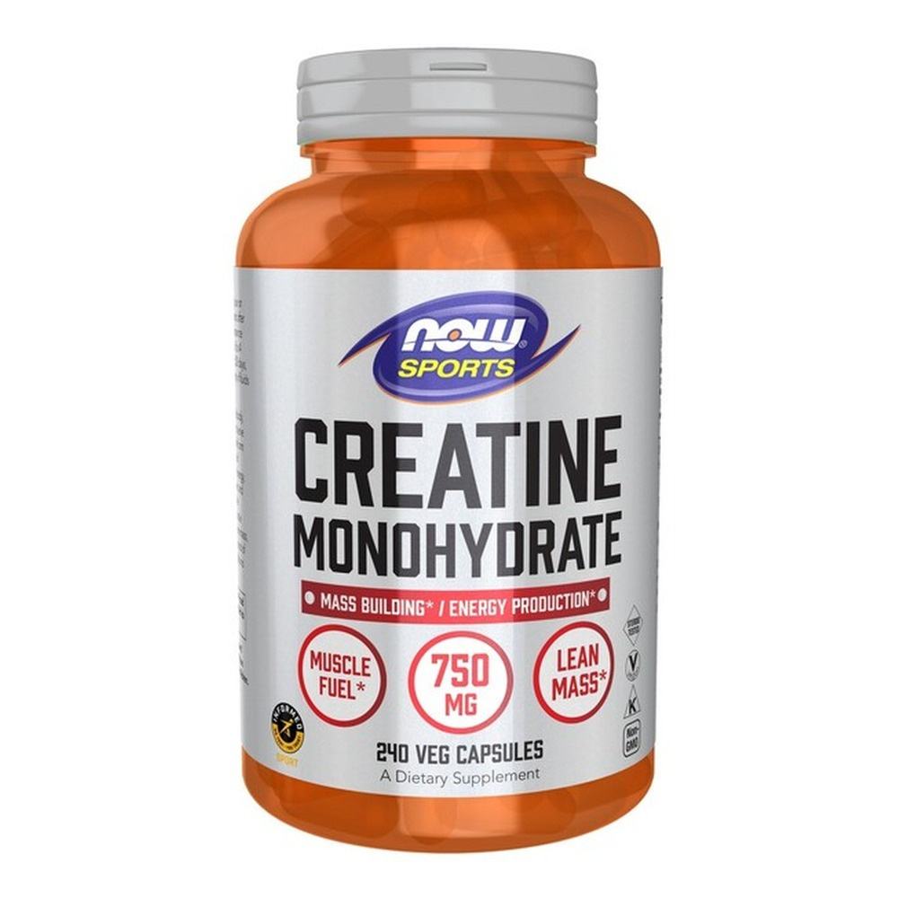 NOW Foods Monohydrat Kreatyny 750mg Na Paliwo Mięśniowe i Czystą Masę 240 Kapsułek