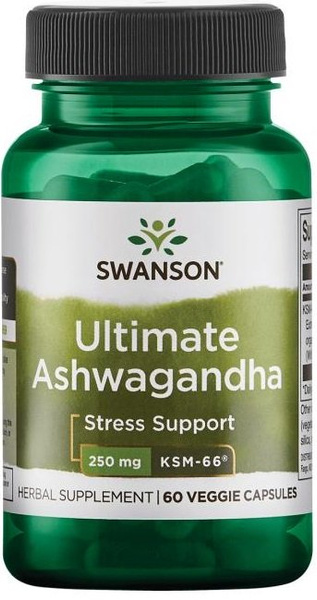 Swanson Ashwagandha KSM-66 250mg Wsparcie w Stresie 60 Kapsułek