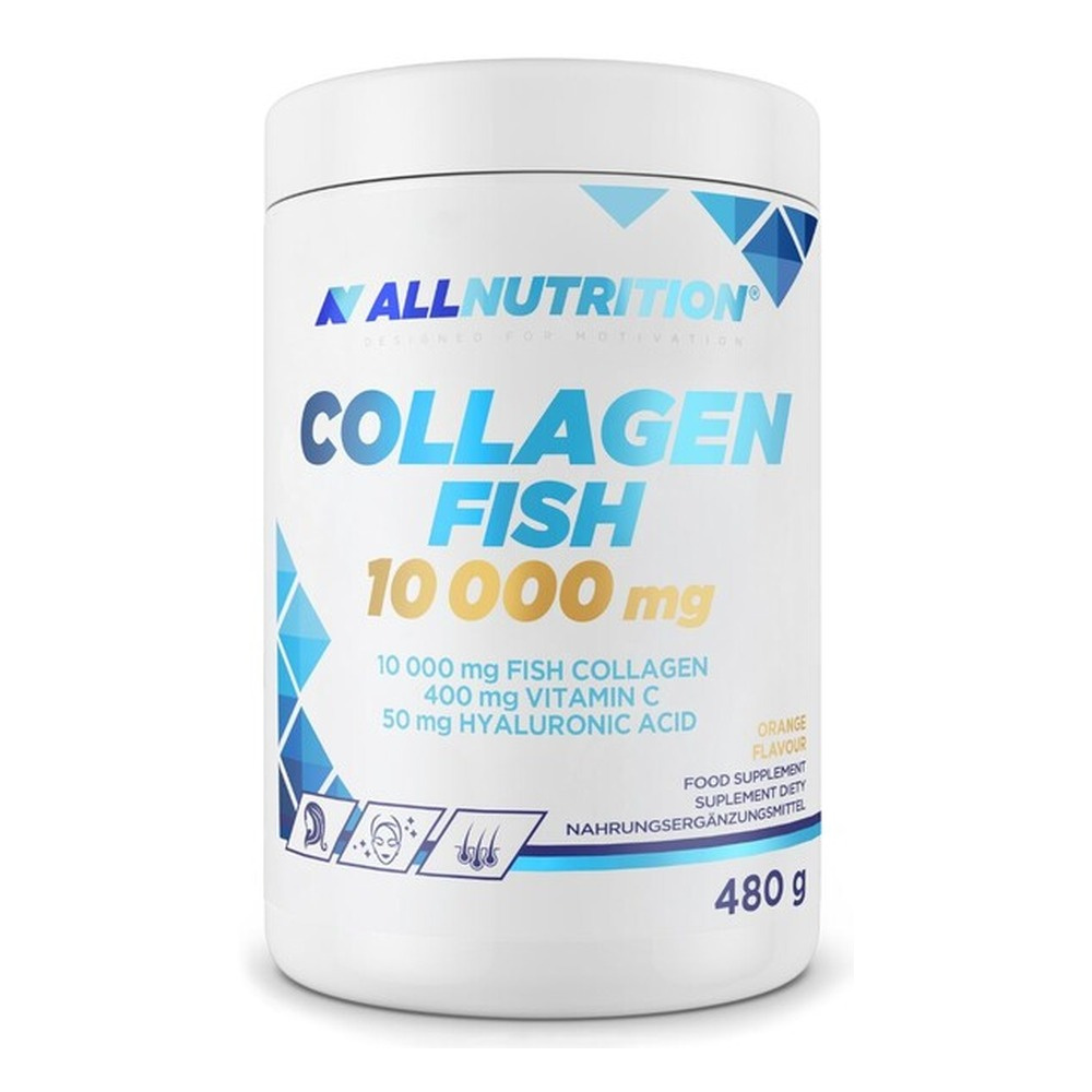 Allnutrition Collagen Fish 10000mg Pomarańczowy Hydrolizowany Kolagen w Proszku Na Zdrową Skórę i Stawy 480g