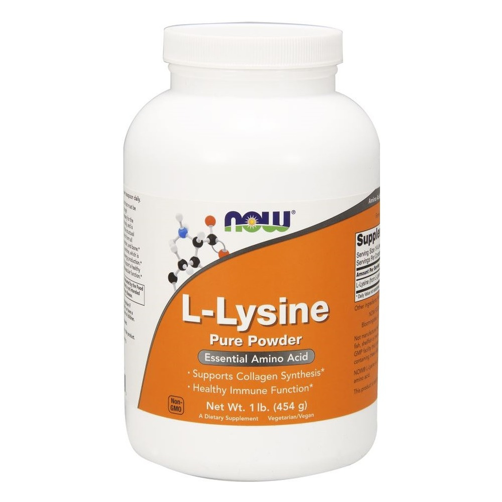 NOW Foods L-Lysine Puder Suplement dla Skóry Stawów i Odporności 454g