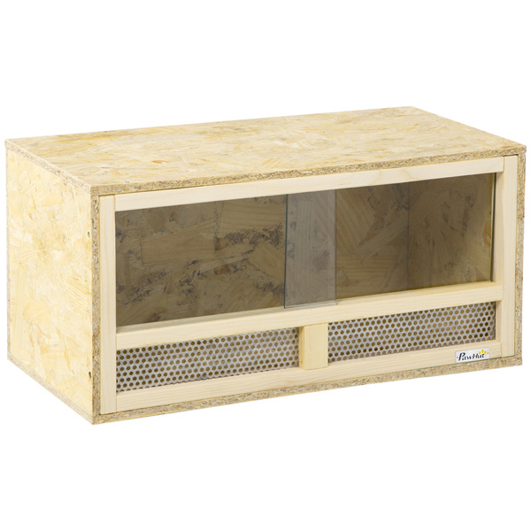 PawHut Reptile Terrarium Vivarium Habitat w/ Transparent Sliding Doors, Breathable Mesh, for Lizards, Horned Frogs, Snakes and Chameleons, 60 x 29.5 x 29.5cm