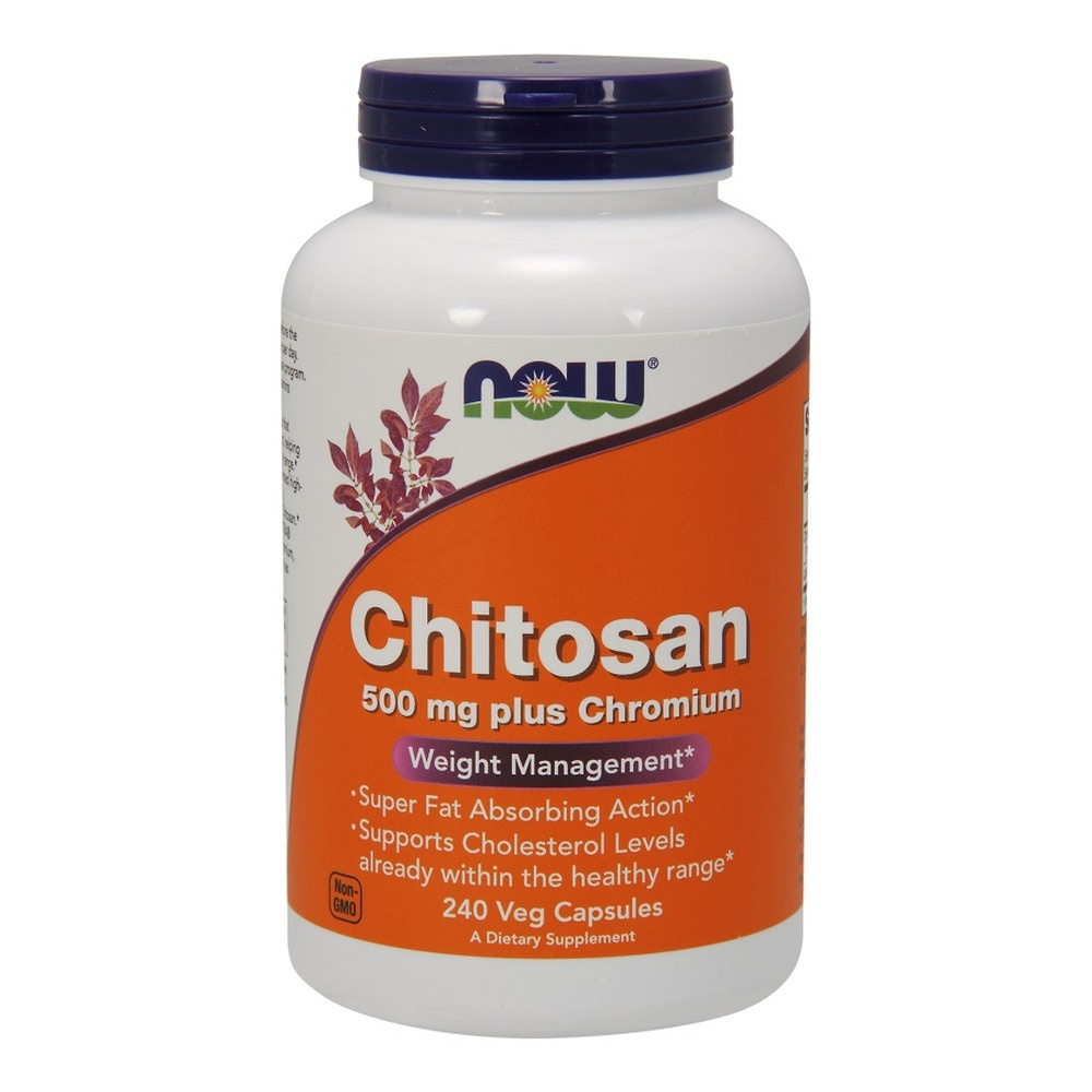 NOW Foods Chitosan 500mg z Chromem na Wsparcie Kontroli Wagi 240 Kapsułek