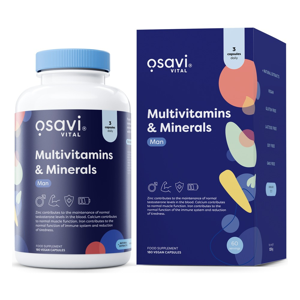 Osavi Multiwitaminy i Minerały dla Mężczyzn 180 wegańskich kapsułek