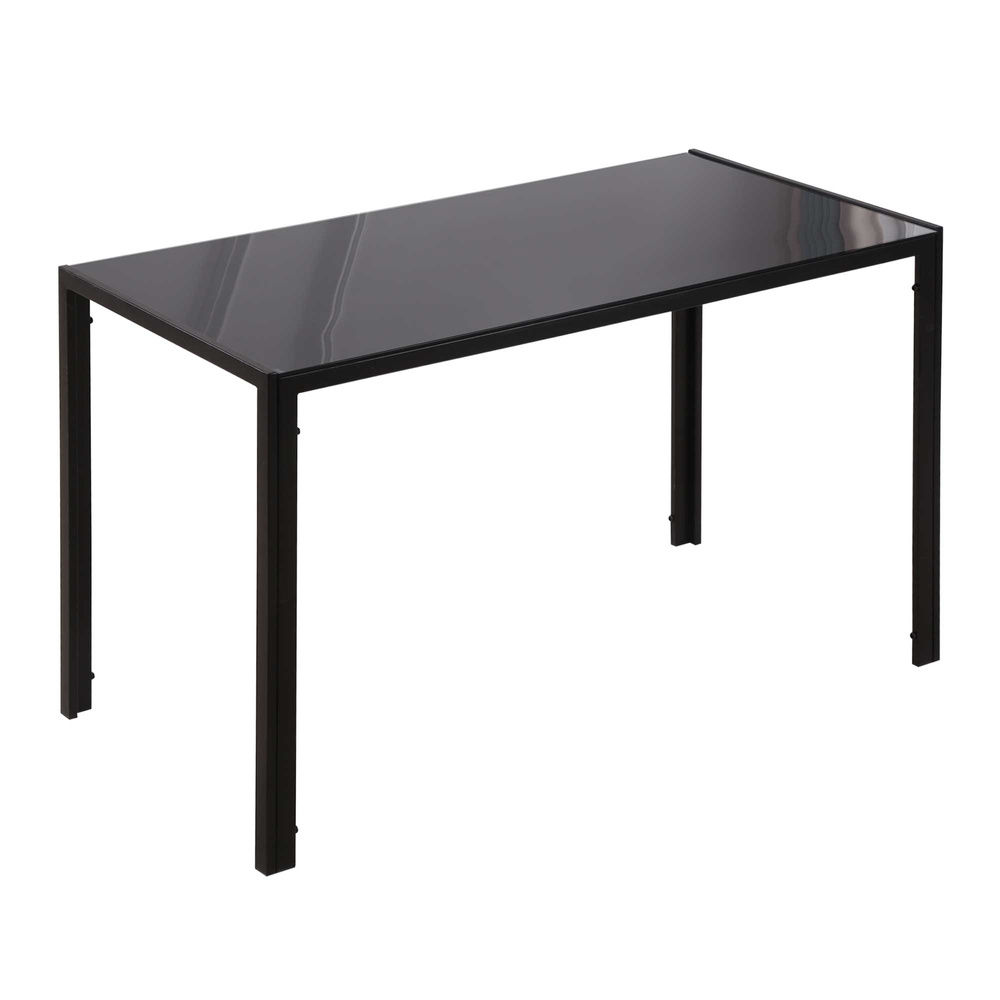 HOMCOM 120cm Dining Table, Rectangle 4 Seater Kitchen Table with Tempered Glass Top and Metal Legs for Dining Room, Living Room (Chairs Not Included), Black