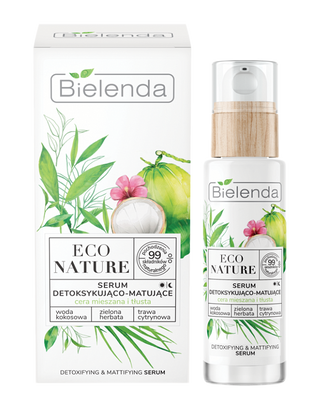 Bielenda Eco Nature Detoksykujące i Matujące Serum z Wodą Kokosową Zieloną Herbatą i Trawą Cytrynową do Cery Tłustej 30ml