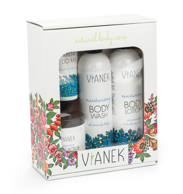 Vianek Nawilżający Zestaw do Ciała Płyn pod Prysznic Masło Peeling i Mleczko do Ciała 2x300ml 2x250ml