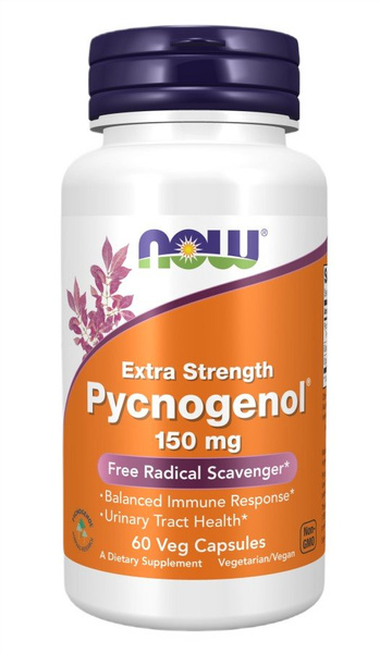 NOW Foods Pycnogenol Extra Strength 150mg Ekstrakt z Kory Sosny Nadmorskiej Na Wsparcie Antyoksydacyjne 60 Kapsułek