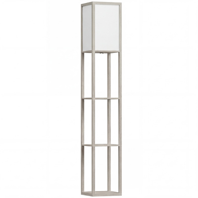 HOMCOM 3-Tier Floor Lamp, Floor Light with Storage Shelf, Reading Standing Lamp with Acrylic Shade for Living Room, Bedroom, Kitchen, Dining Room, Office, Dorm, 160cm, Oak