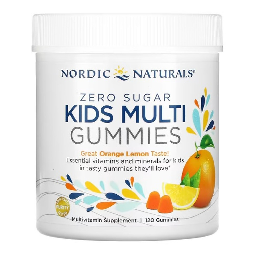 Nordic Naturals Kids Multi Zero Sugar Multiwitamina w Żelkach dla Dzieci Pomarańczowo Cytrynowa 120 Żelków