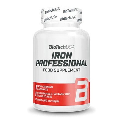 BioTechUSA Iron Professional Suplement z Żelazem Na Poziom Żelaza i Produkcję Krwi 60 Tabletek