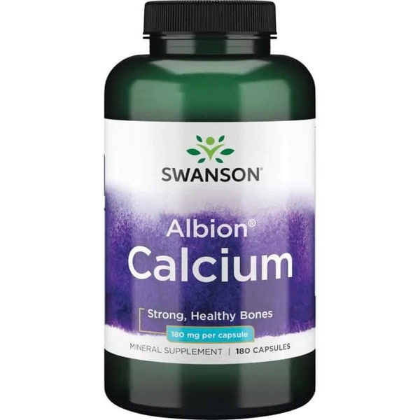 Swanson Albion Calcium Chelat Wapnia 180mg z Witaminą D 180 Kapsułek