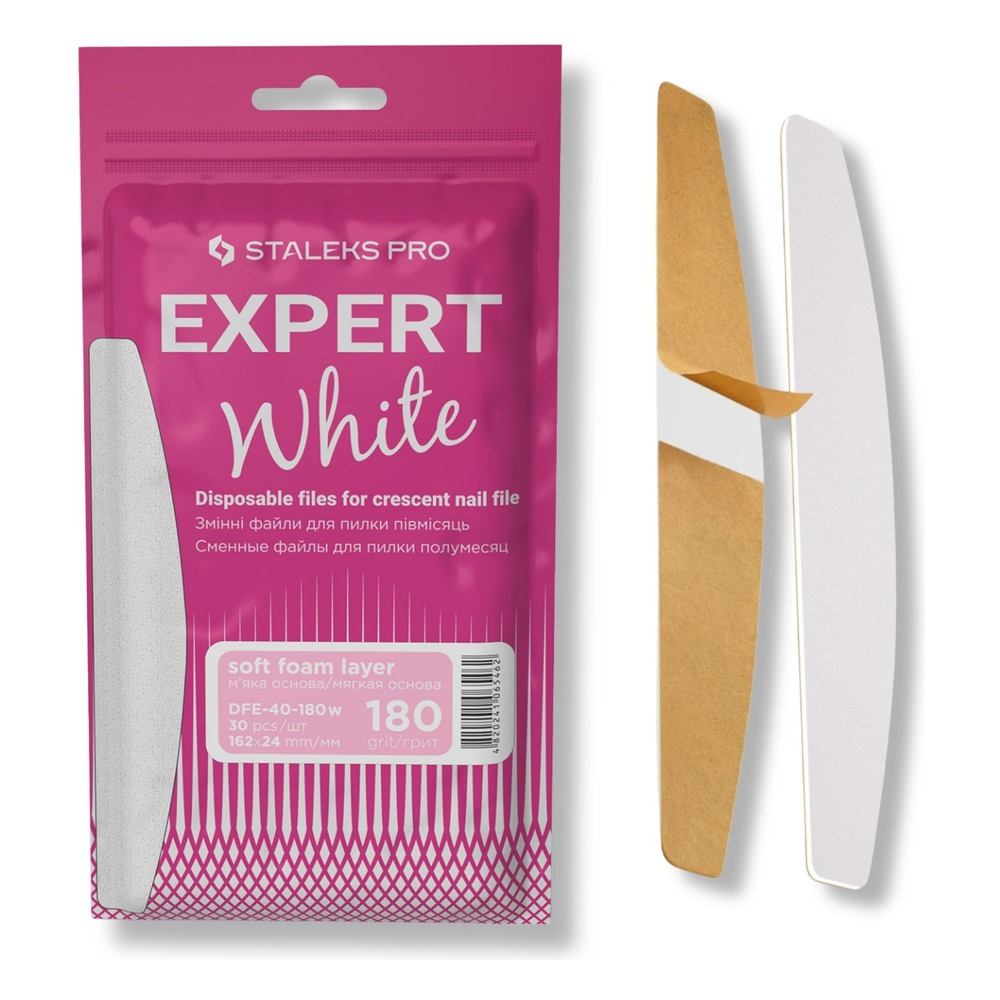 Staleks Pro Expert Wymienne Oilniki Białe na Bazie Miękkiej do Pilnika Półksiężycowego EXPERT 40 30 Sztuk