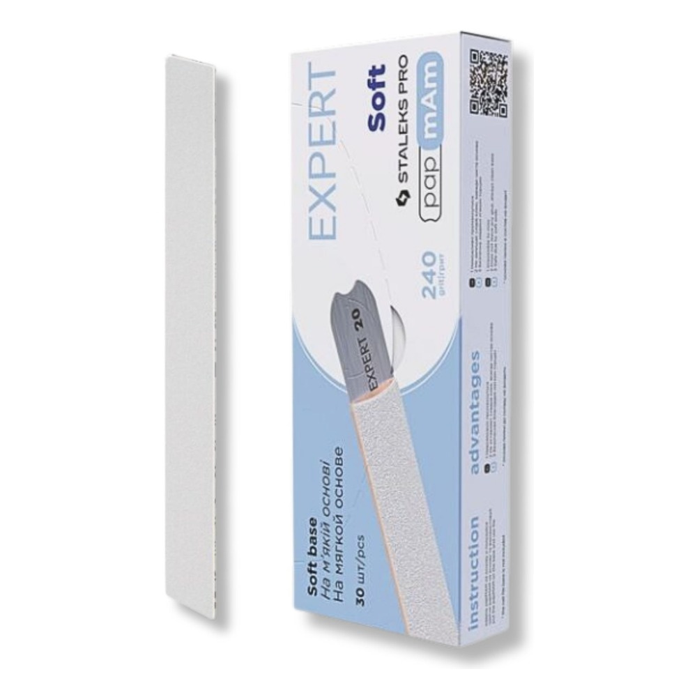 Staleks Pro Expert Soft 20 PapmAm Disposable White Files 240 Grit  DFCE-20-240/25w 25pcs