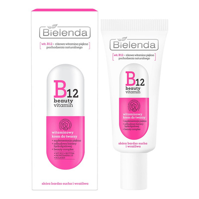 Bielenda B12 Beauty Vitamin Witaminowy Krem do Twarzy dla Skóry Bardzo Suchej i Wrażliwej na Dzień i Noc 50ml