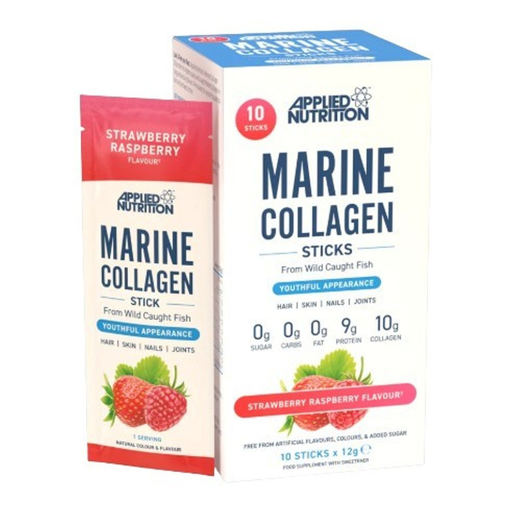 Applied Nutrition Kolagen Morski w Saszetkach Truskawka Malina Na Skórę Włosy Paznokcie i Stawy 10 x 12g