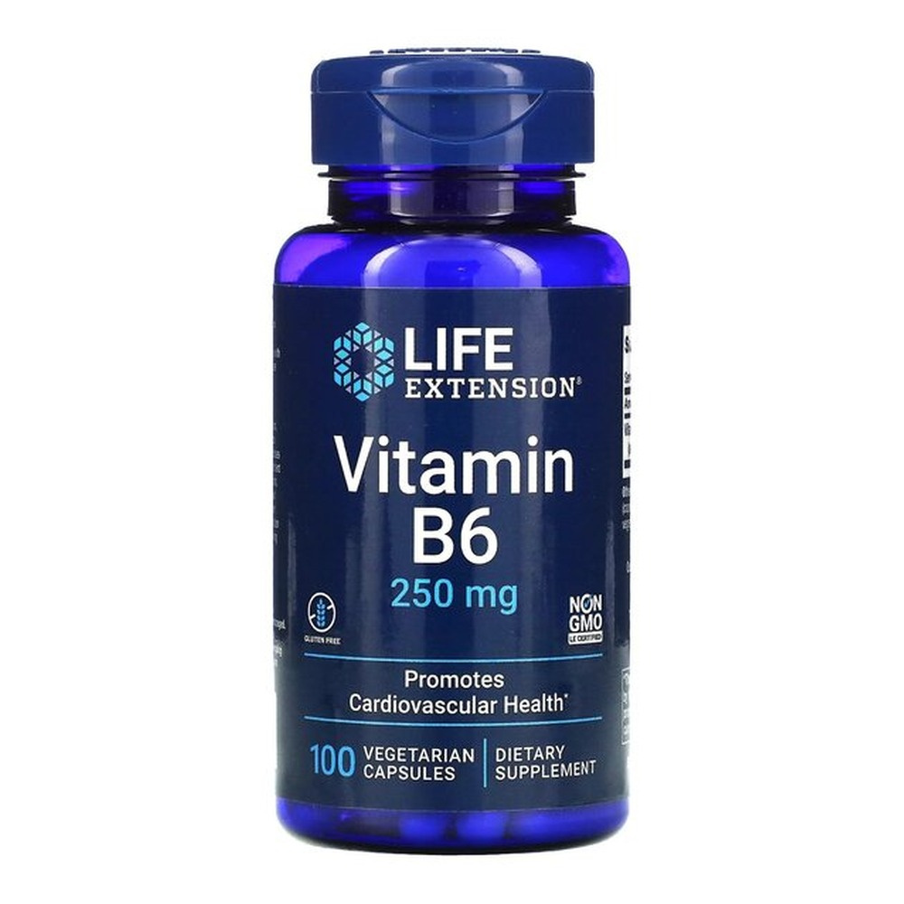Life Extension Witamina B6 250mg Na Wsparcie Metabolizmu i Układu Nerwowego 100 Kapsułek