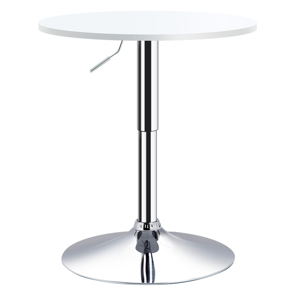HOMCOM Bar Table Φ60cm Adjustable Height Round Bistro Table w/ Swivel Top Metal Frame Counter Surface Stylish Kitchen Conservatory White