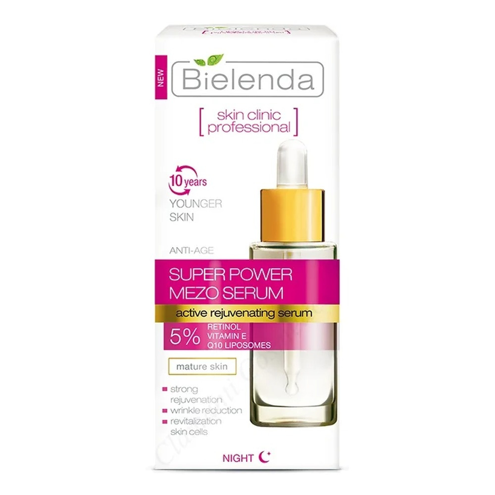 Bielenda Skin Clinic Super Power Serum do Twarzy z Retinolem i Q10 do Cery Dojrzałej na Noc 30ml