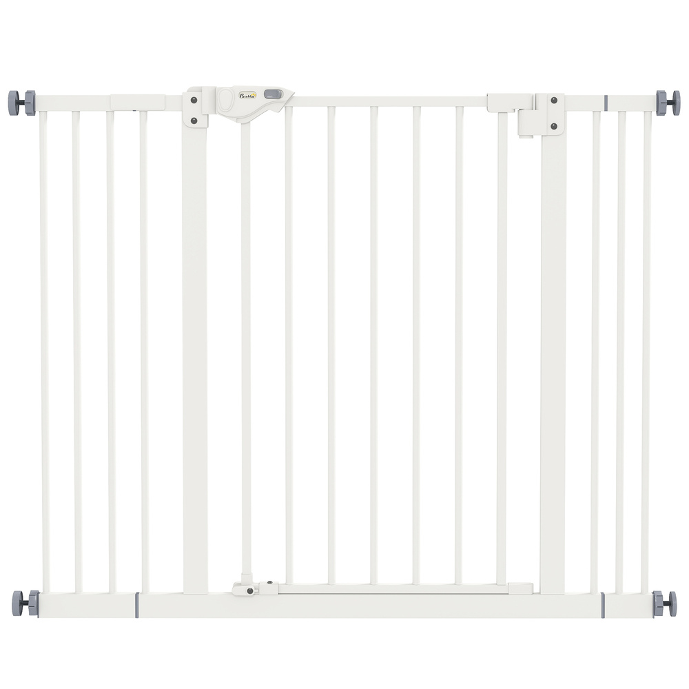PawHut Adjustable Safety Gate w/ Two Extensions, Four Adjustable Screws, White