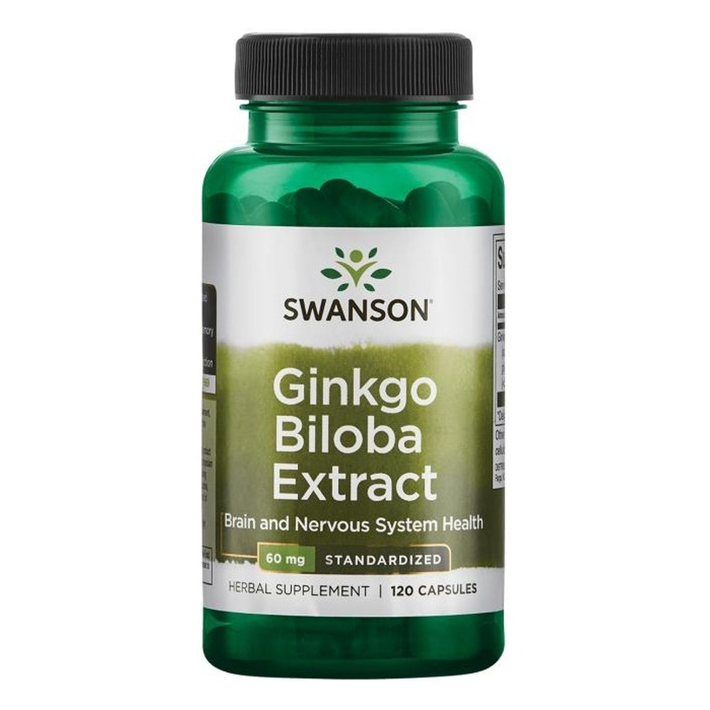 Swanson Ginkgo Biloba Ekstrakt 60mg na Pamięć i Koncentrację 120 Kapsułek