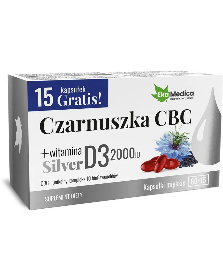EkaMedica Czarnuszka CBC Silver 75 Kapsułek – Suplement z Witaminą D Best Before 31.10.26