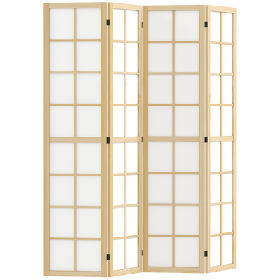 HOMCOM 4 Panel Folding Room Divider, Freestanding Room Separator, Indoor Privacy Screen for Living Room, Bedroom, 160 x 170cm