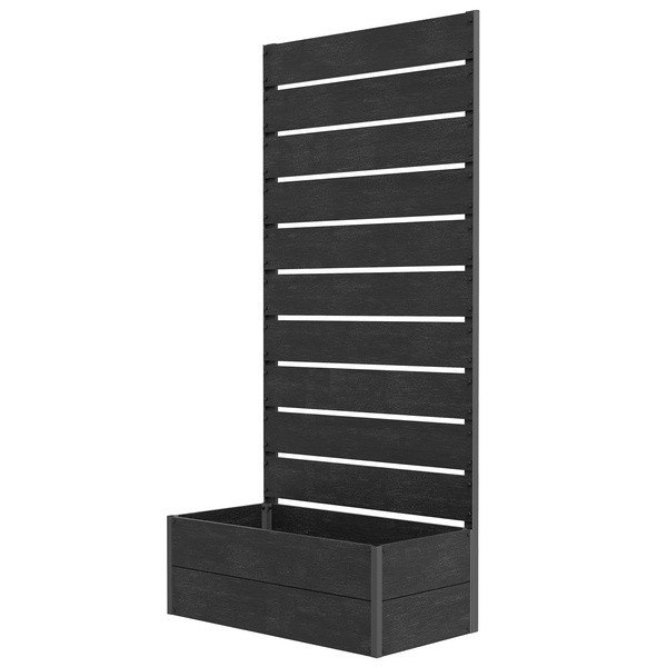 Outsunny 34 x 69.5cm Garden Planter Box, with Back Trellis, Black