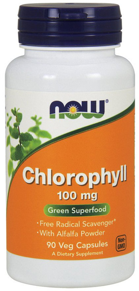 NOW Foods Chlorofil 100mg Neutralizator Wolnych Rodników 90 Kapsułek