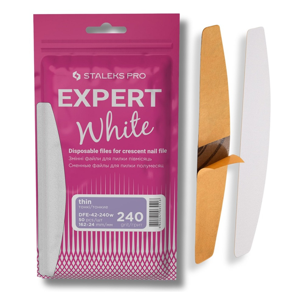 Staleks Pro Expert Wymienne Pilniki Białe do Pilnika Półksiężycowego EXPERT 42 50 Sztuk