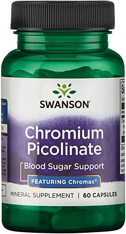 Swanson Chromium Picolinate 200mcg z Chromax na Prawidłowy Poziom Cukru 60 Kapsułek