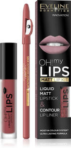 Eveline Oh My Lips Matowa Pomadka w Płynie i Kredka Nr 15 Deep Coral