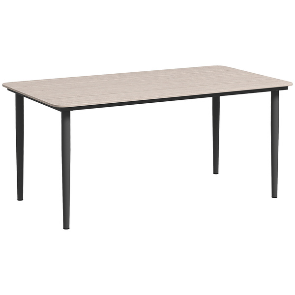 Outsunny Garden Table, Outdoor Dining Table for 6 People, 160 x 90 x 74 cm, with Rust Resistant Metal Frame, WPC Top, for Balcony, Terrace, Light Grey