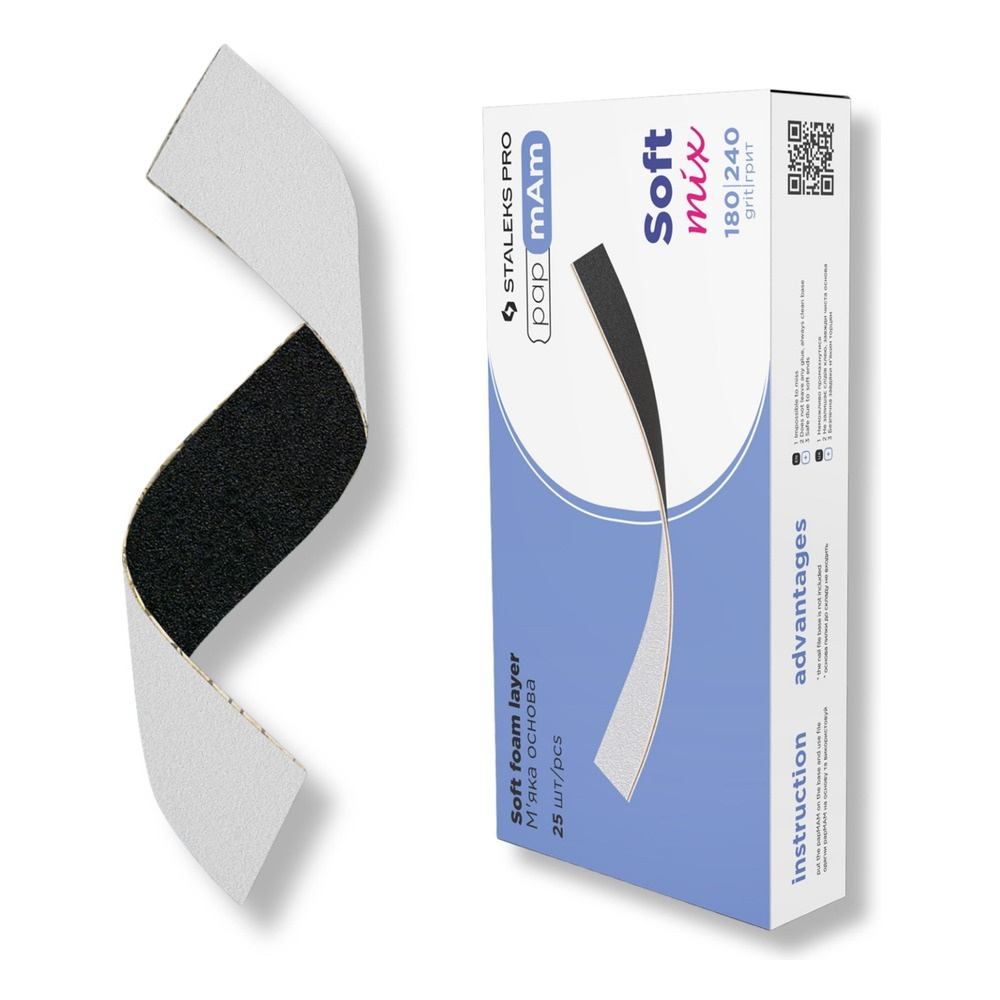 Staleks Pro Expert Soft 20 PapmAm Disposable Double-Sided Expert Files For Manicure And Pedicure DFCEMix-20-180/240 Grid 25pcs