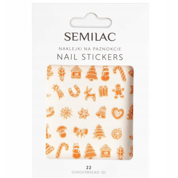 Semilac Water Nail Stickers 22 Gingerbread 3D Nail Stickers 1 Sheet