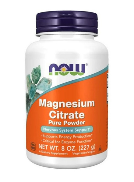 Now Foods Magnesium Citrate Powder Czysty Proszek Magnezowy dla Energii i Metabolizmu 227g