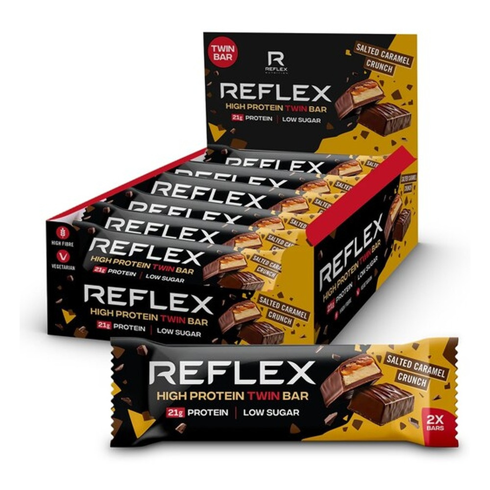 Reflex Nutrition High Protein Twin Bar, Salted Caramel Crunch - 12 x 60g