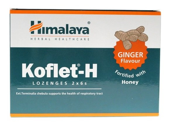 Himalaya Koflet-H Imbir Wspiera Zdrowie Dróg Oddechowych 12 Pastylek do Ssania