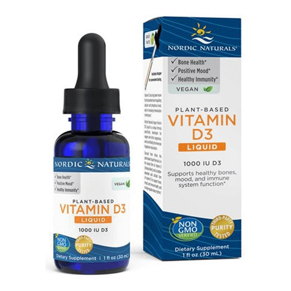 Nordic Naturals Roślinna Witamina D3 1000 IU w Płynie na Kości Nastrój i Odporność Jabłkowa 30ml