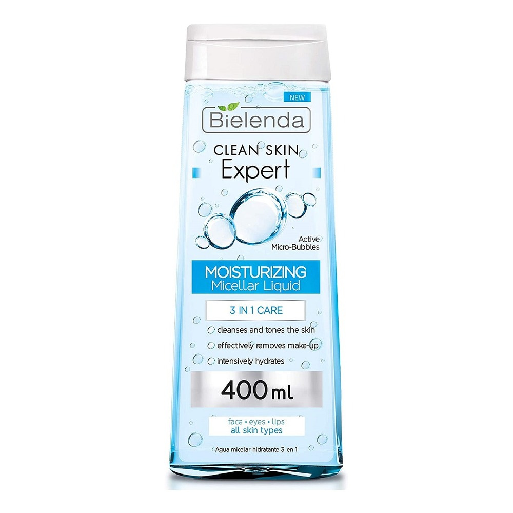 Bielenda Clean Skin Expert Nawilżająca Woda Micelarna 3w1 do Każdego Typy Cery 400ml