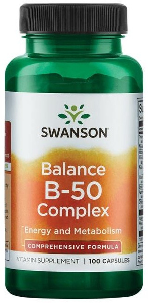 Swanson Balance B-50 Kompleks Witamin z Grupy B na Energię i Układ Nerwowy 100 Kapsułek