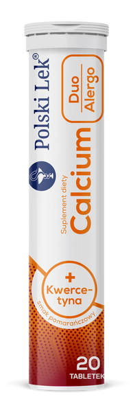 Polski Lek Calcium + Kwercetyna Duo Alergo Alergia o Smaku Pomarańczowym 20 Tabletki